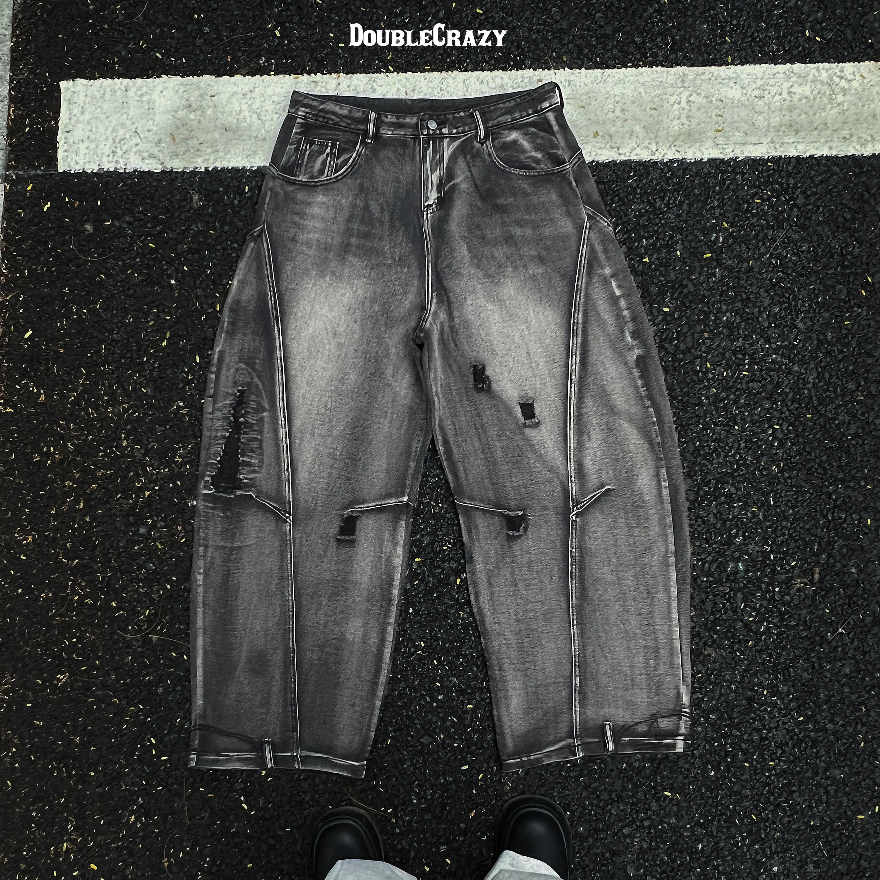 Dark Wash Distress Jeans-S131 - Image 3