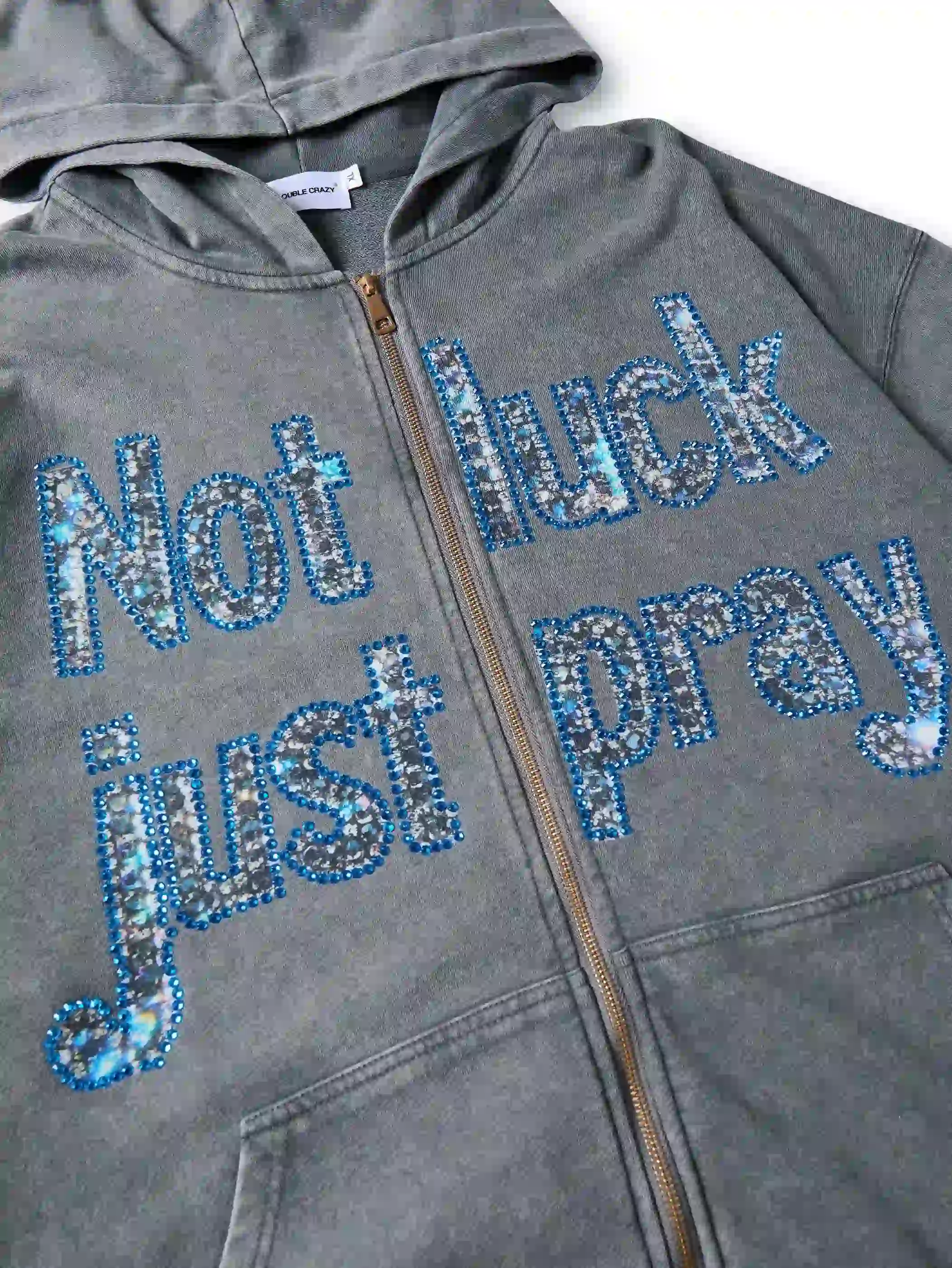 Diamond Graffiti No Luck Just Pray Hoodie-069L - Image 4
