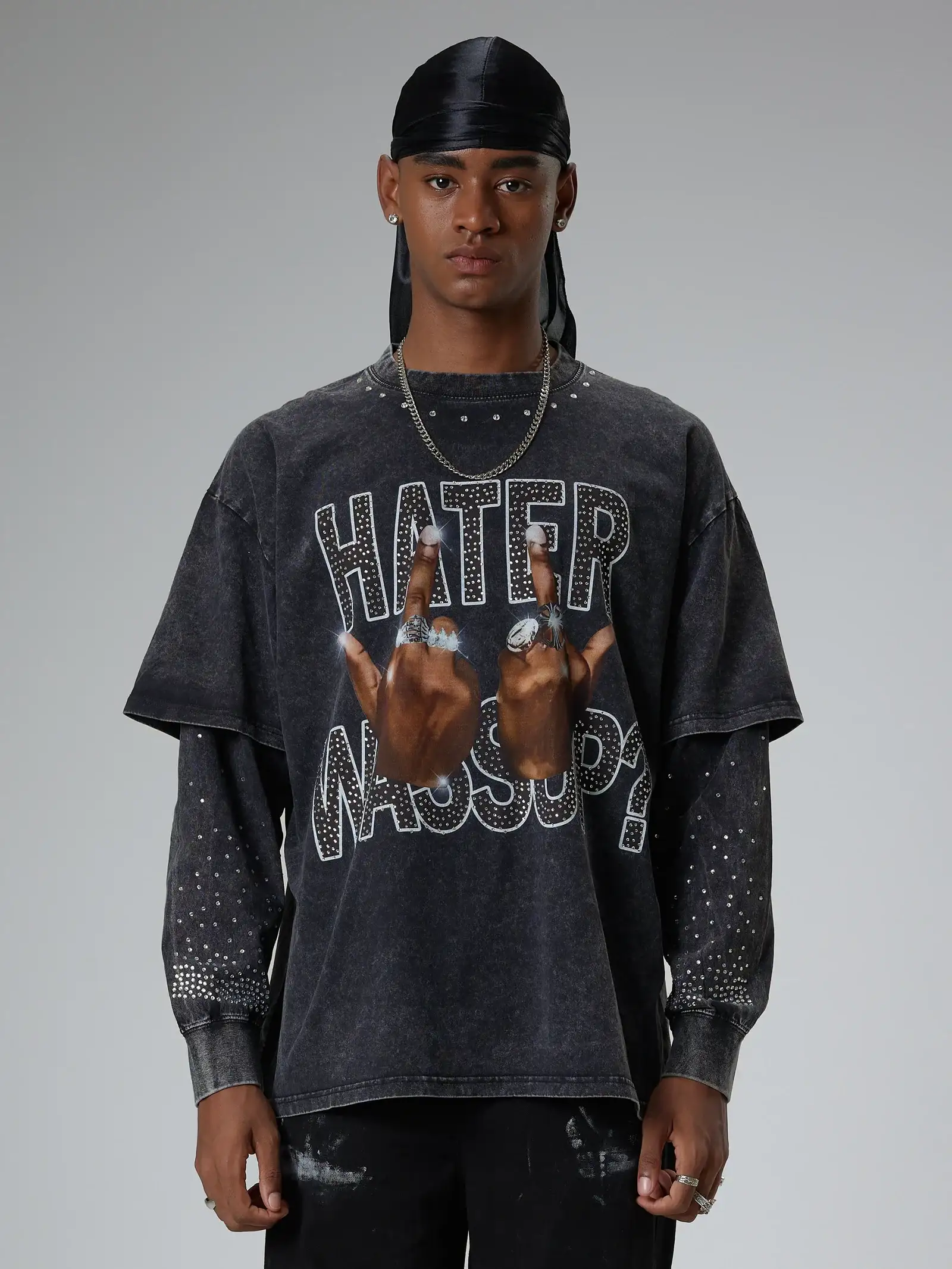 Diamond Hand Gesture Graphic Longsleeve-287 - Image 3