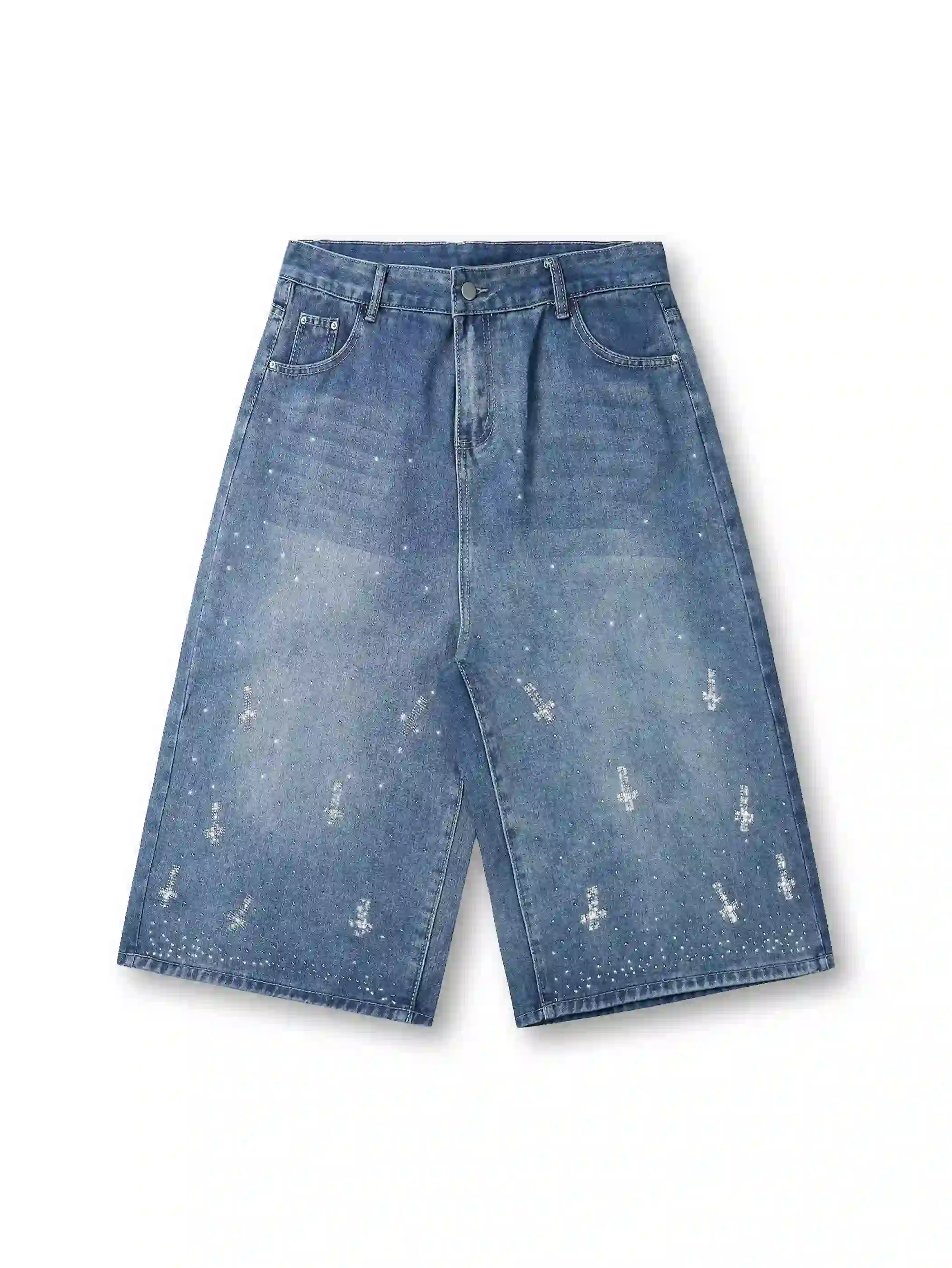 Shining Cross Denim Shorts-198 - Image 5