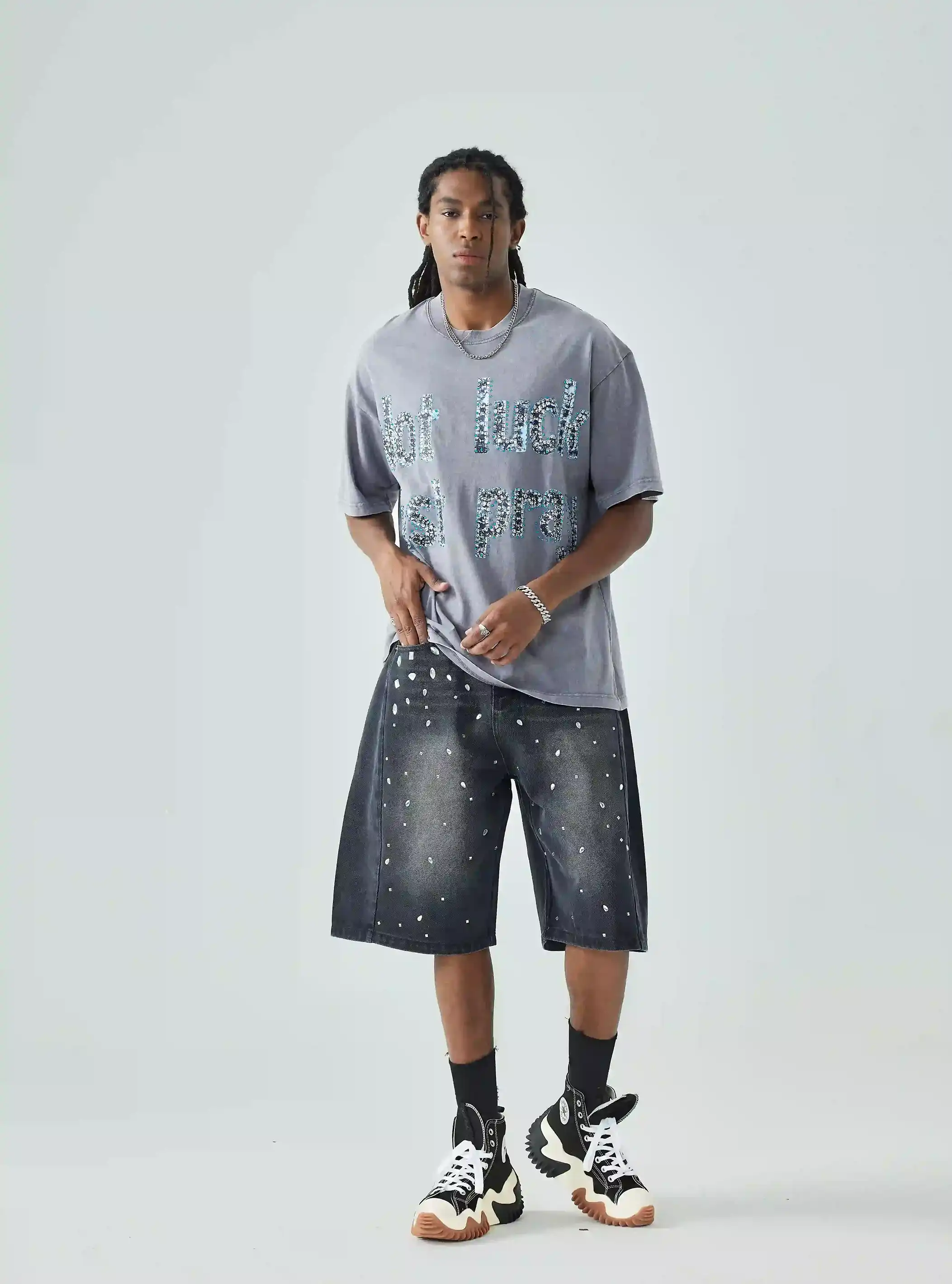 Shining Diamond Graffiti Print T-shirt-069T - Image 4