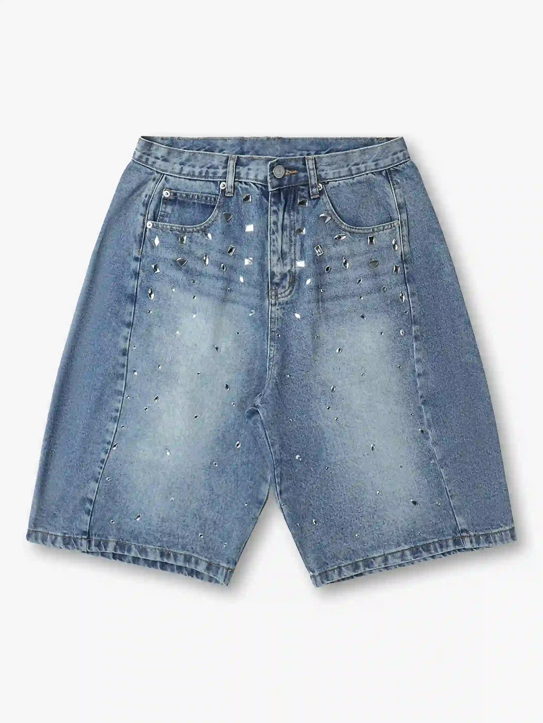Sparkling Crystal Denim Shorts-197 - Image 6