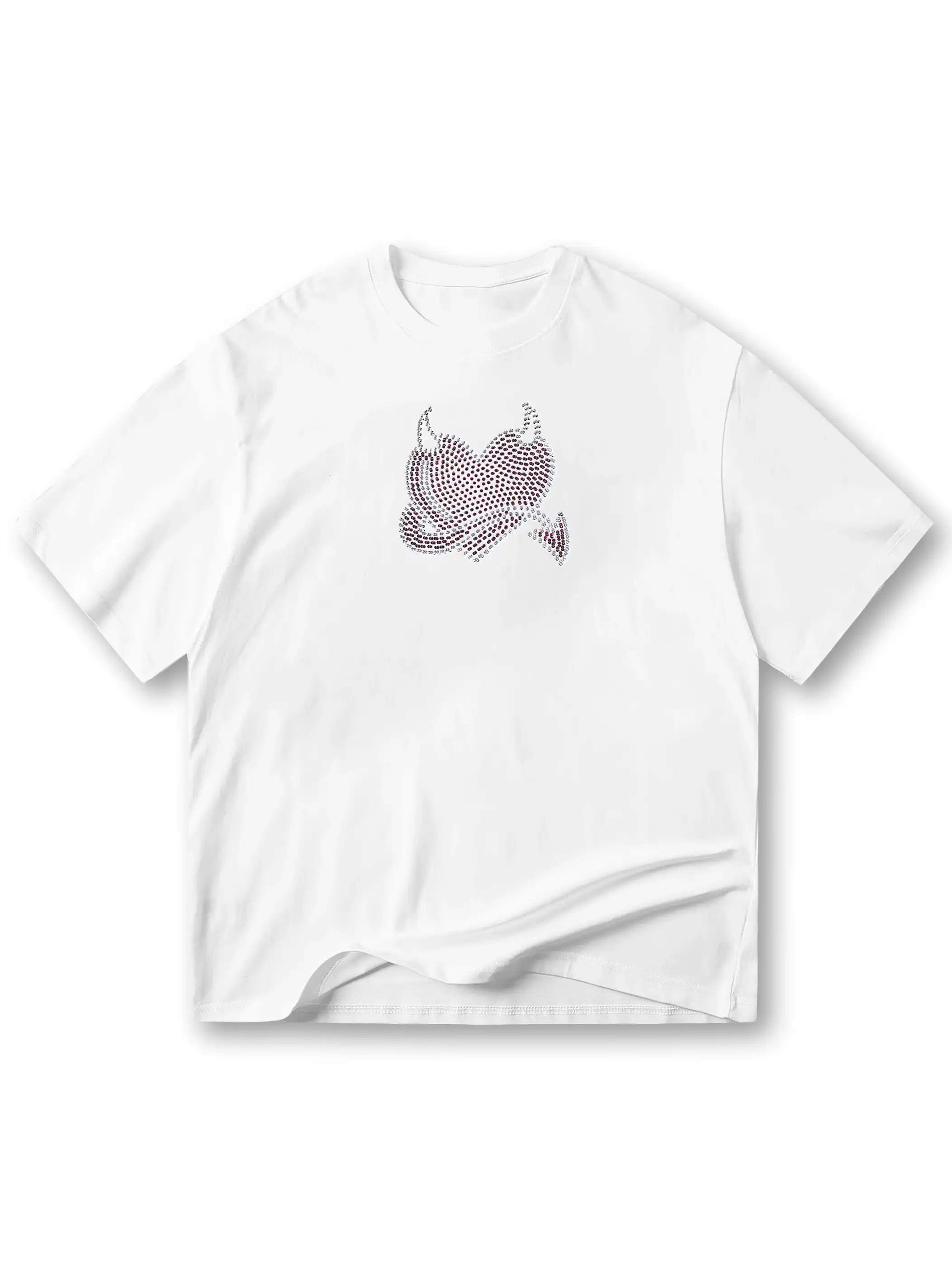 Trendy Studded Heart Devil Graphic T-Shirt-S140 - Image 7